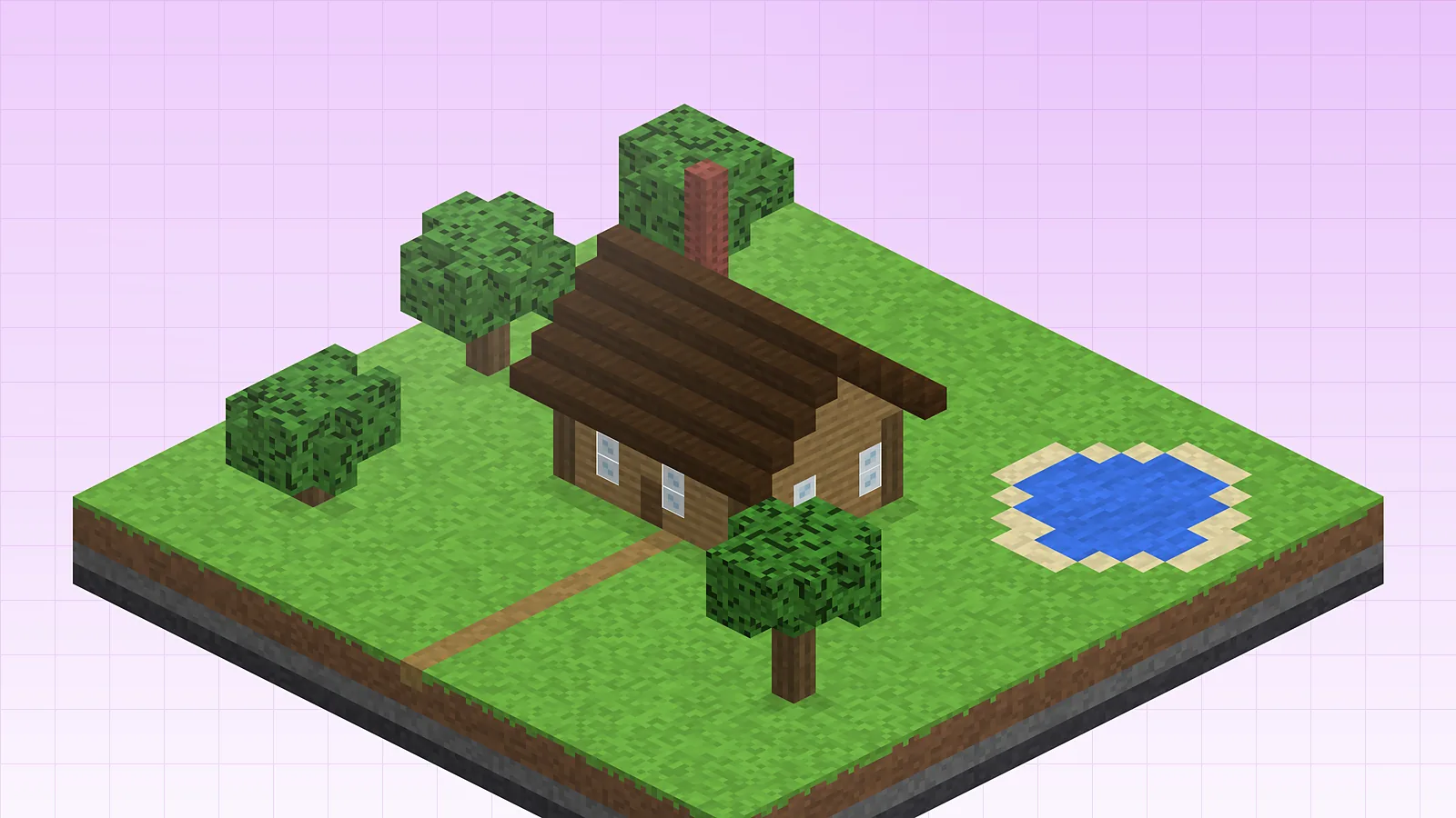 Minecraft cabin build on a floating island ready for a Schematic Mod install